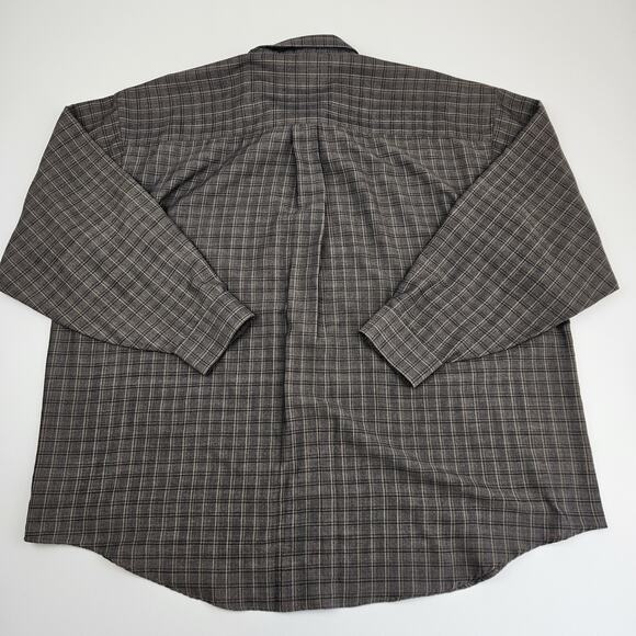 Van Heusen Button-Up Shirt Mens XXl 18-18.5 Wrinkle Free Plaid Brown Lightweight - Picture 3 of 6